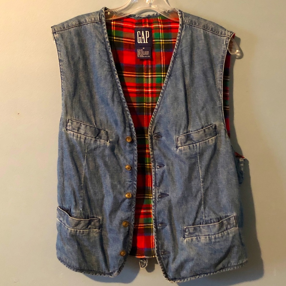 Vintage Gap denim vest with flannel lining - Medium